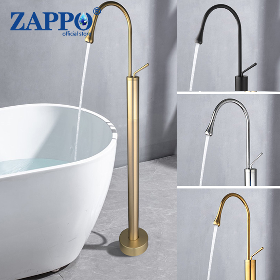 Home Bathroom Faucets - ZAPPO Freestanding Tub Filler Single Handle