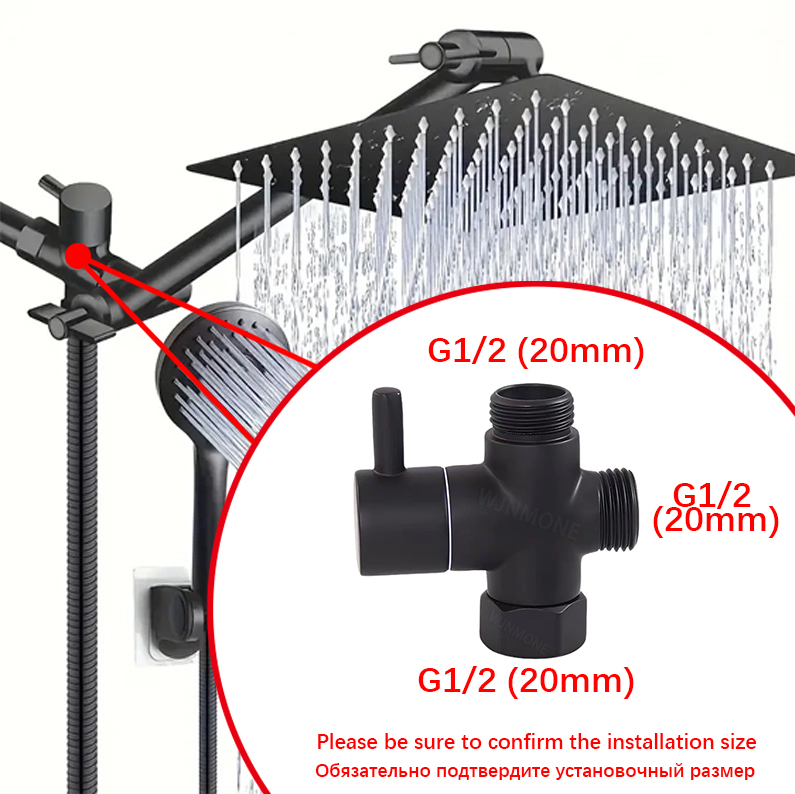 Home Bathroom Faucets - Black Silver 3 Way T-Adapter Diverter