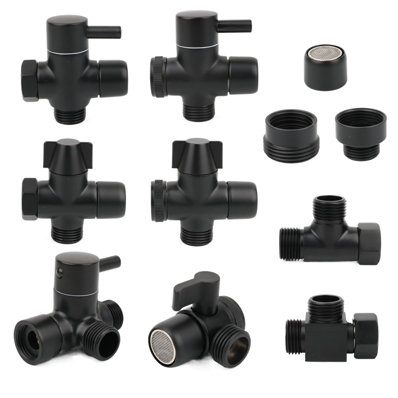 Home Bathroom Faucets - Black Brass Shower Arm Adapter G1/2’’