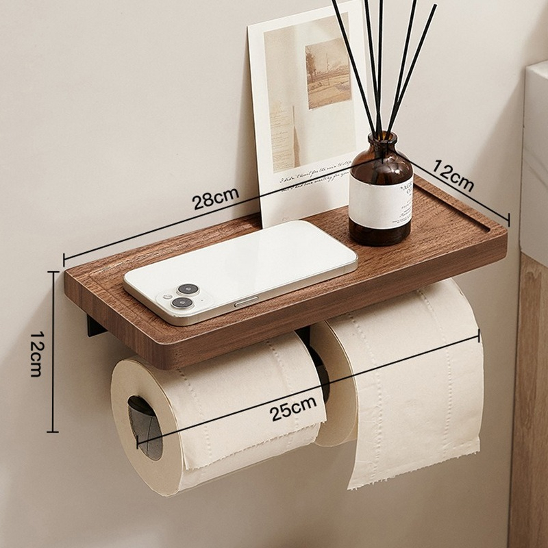 Walnut Wood No Drill Toilet Pa - Toilet Paper Holder recension och pris