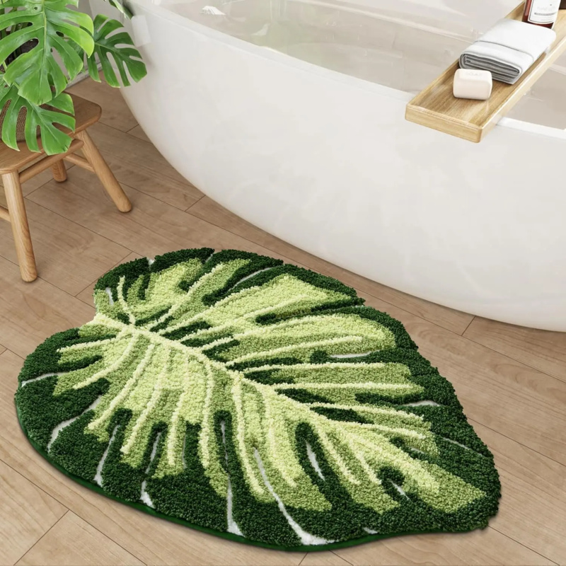 VIKAMA Small Fresh Green Leaf  - Zara Home Bathroom Rug recension och pris