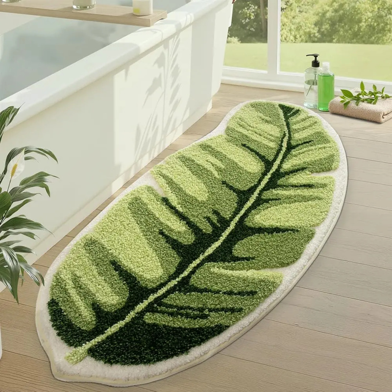 VIKAMA Small Fresh Green Leaf  - Zara Home Bathroom Rug recension och pris