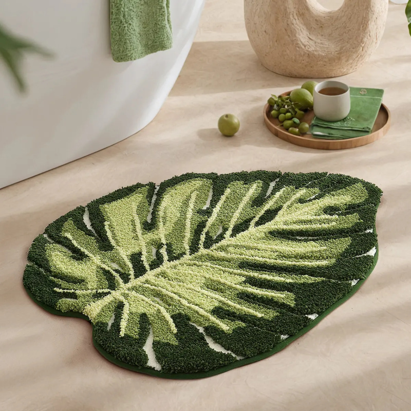 VIKAMA Small Fresh Green Leaf  - Zara Home Bathroom Rug recension och pris