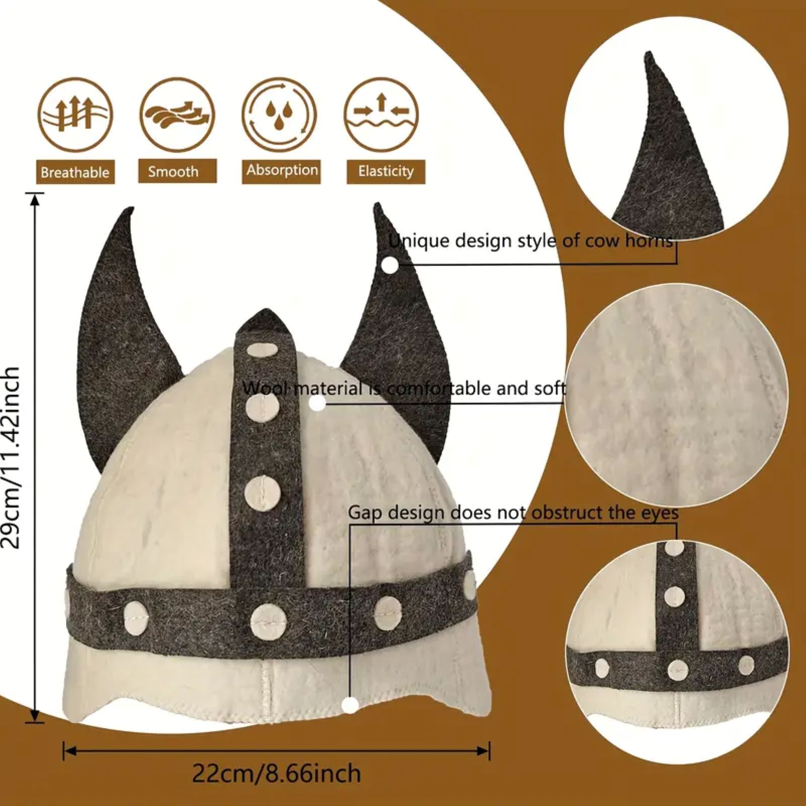 White Grey Viking Horn Wool Fe - Home Bathroom Sauna recension och pris