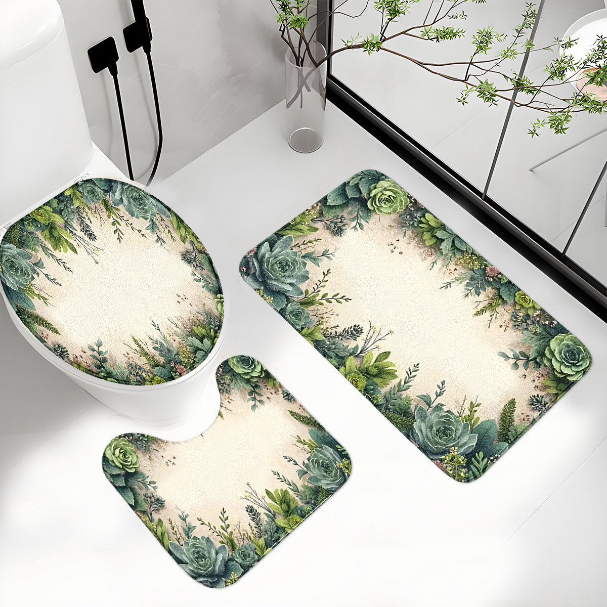 Retro Succulent Bathroom Three - Zara Home Bathroom Rug recension och pris