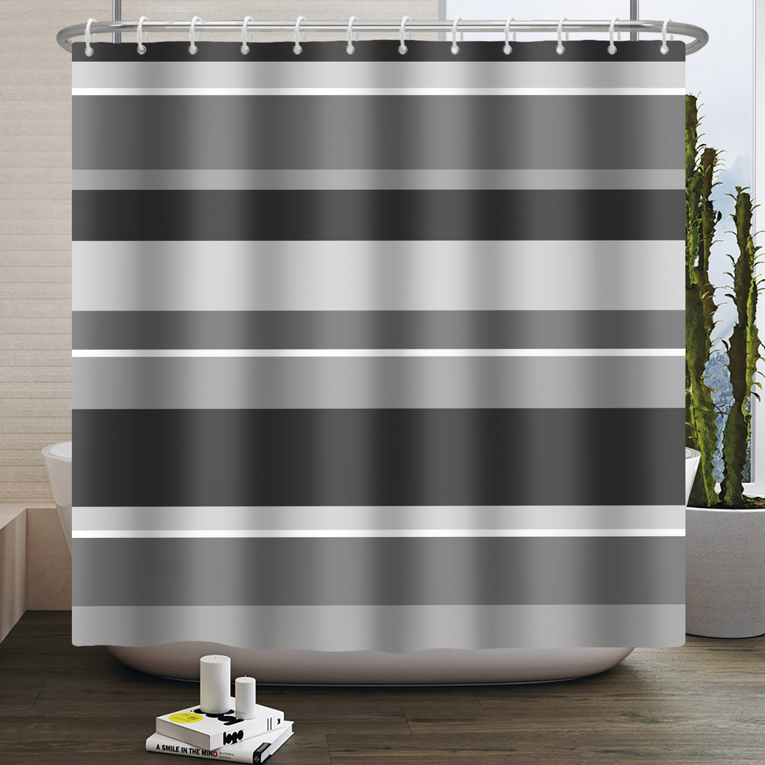 Simple Line Pattern Shower Cur - Home Bathroom Partition recension och pris
